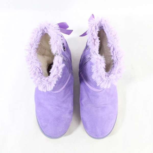 Weestep Girls' Size 3 Purple Boots with Zipper & Ribbon Accent - Pre-owned