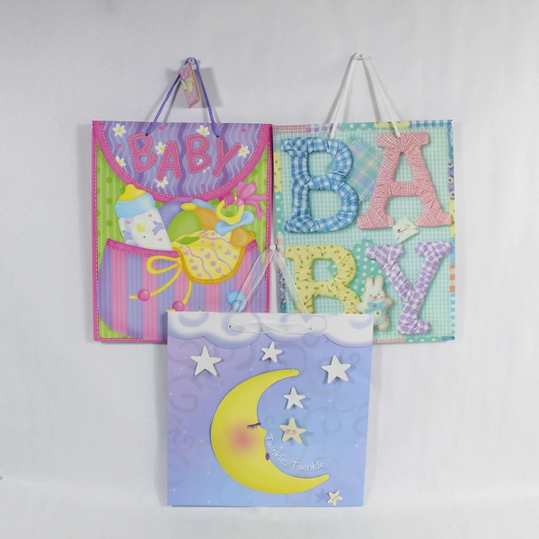 Lot of 7 Pre-Owned Baby Gift Bags - Hallmark & Barrington Studios Assorted