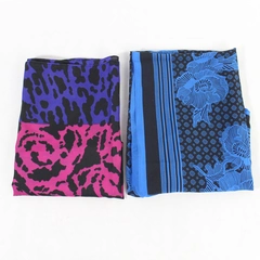 Lot of 2 Women's Scarves Purple Fuchsia Animal Print Black Blue Floral Wraps