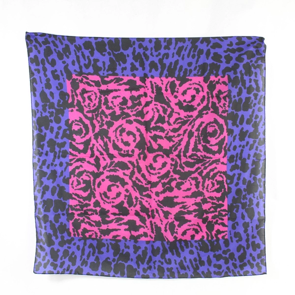 Lot of 2 Women's Scarves Purple Fuchsia Animal Print Black Blue Floral Wraps