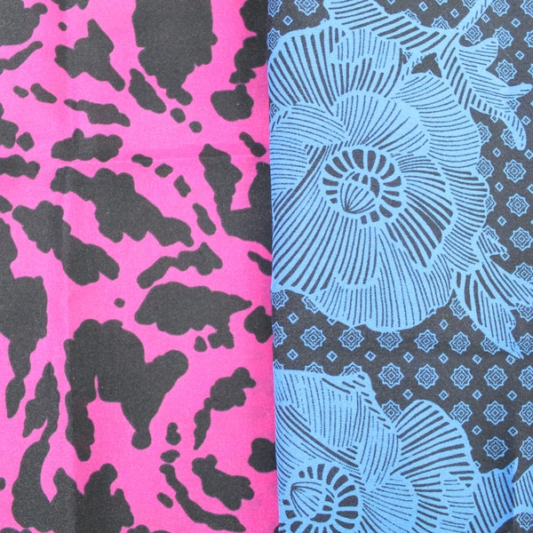 Lot of 2 Women's Scarves Purple Fuchsia Animal Print Black Blue Floral Wraps