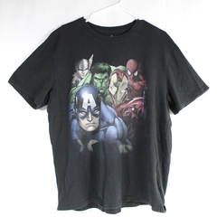 Disney Marvel Men's XL T-Shirt Hulk Iron Man Thor Black Short Sleeve Tee