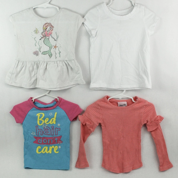 Lot of 4 Girls' Tops 2T - Cat & Jack, Wonder Nation, Pink, White, Blue