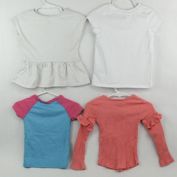 Lot of 4 Girls' Tops 2T - Cat & Jack, Wonder Nation, Pink, White, Blue
