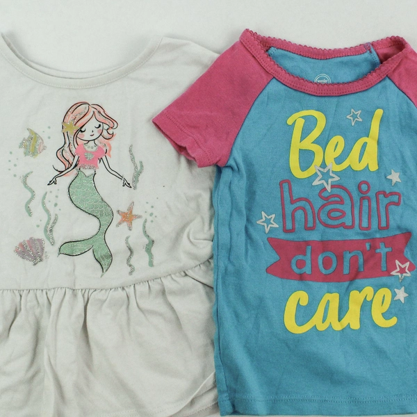 Lot of 4 Girls' Tops 2T - Cat & Jack, Wonder Nation, Pink, White, Blue