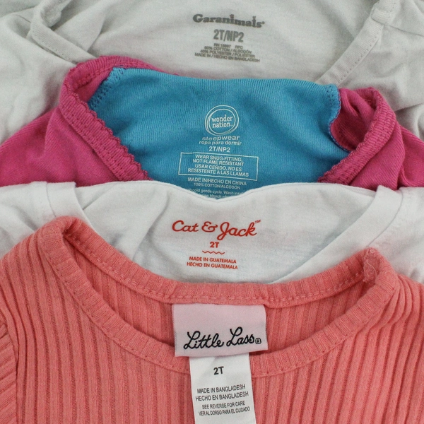 Lot of 4 Girls' Tops 2T - Cat & Jack, Wonder Nation, Pink, White, Blue
