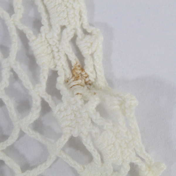 Vintage Crocheted Doily 15" White Pinwheel Scalloped Hem Pre-Owned Stains