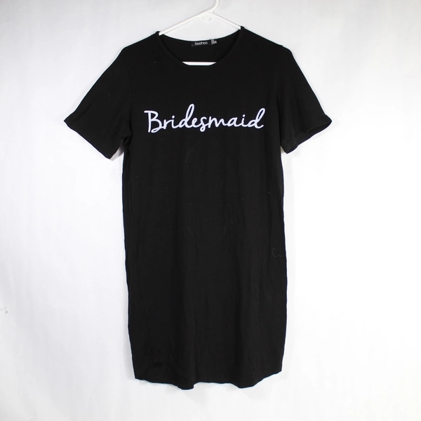 Boohoo Bridesmaid Black T-Shirt Nightgown Women's 4 Short Sleeves Pre-Owned
