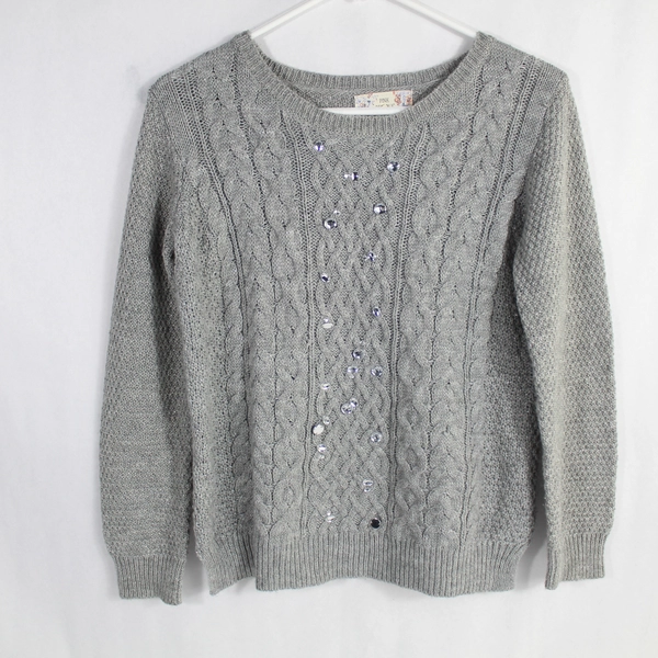 Pink Republic Gray XL Pullover Sweater with Rhinestones - Pre-Owned