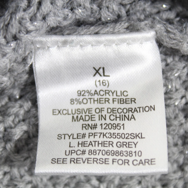 Pink Republic Gray XL Pullover Sweater with Rhinestones - Pre-Owned