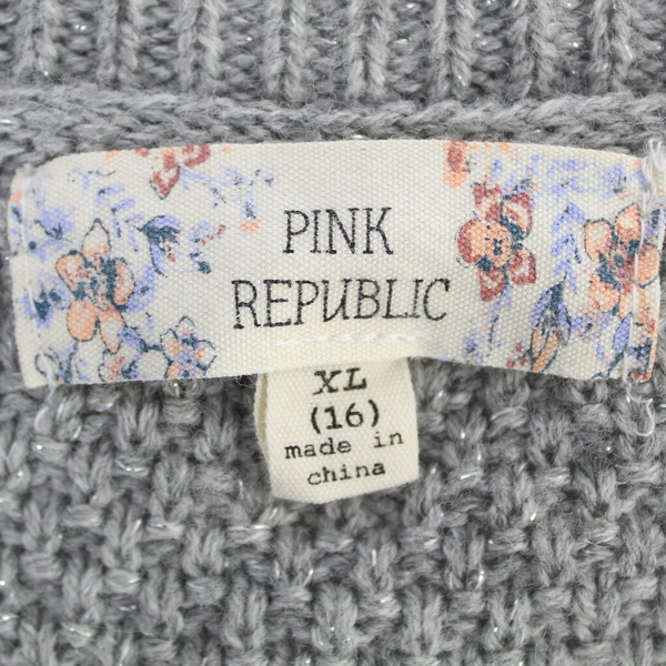 Pink Republic Gray XL Pullover Sweater with Rhinestones - Pre-Owned