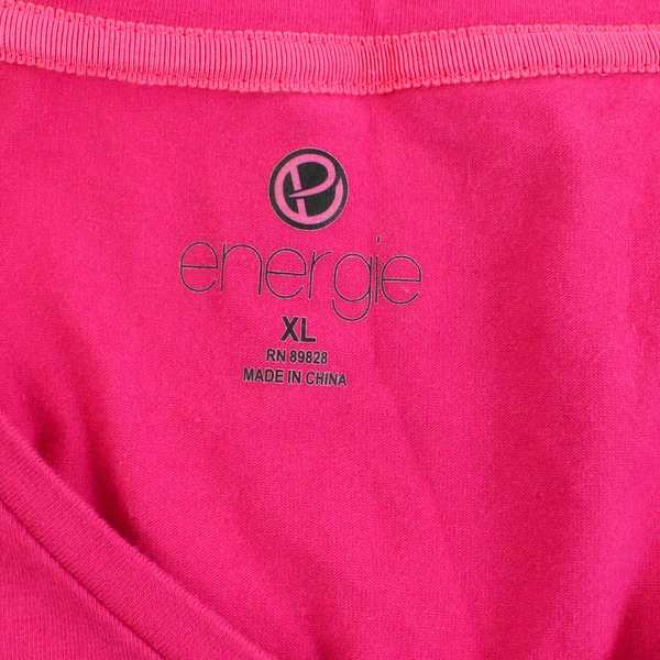 Energie Women's XL Fuchsia Pink V Neck T-Shirt Top - Pre-Owned