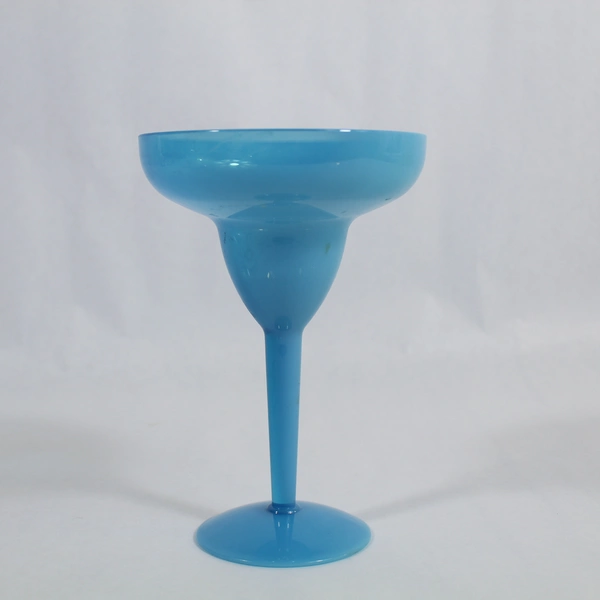 Lot of 2 Plastic Margarita Glasses Blue & Clear Party Drinkware Set