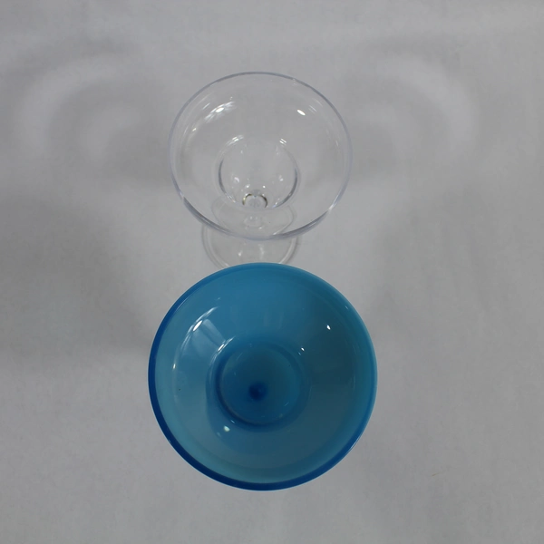 Lot of 2 Plastic Margarita Glasses Blue & Clear Party Drinkware Set