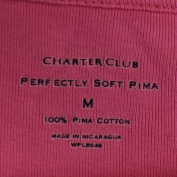 Charter Club Women's Pink V Neck Top 3/4 Sleeves Size M - Pre-Owned Stains