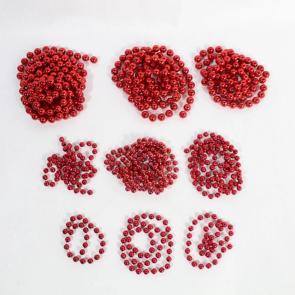 Lot of 9 Red Bead Garland Strands for Holiday Decor & DIY Crafts