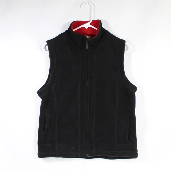 Carolyn Taylor Women's Fleece Vest Size S Black Red Collared with Pockets