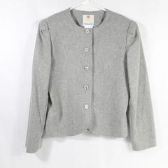 Vtg College Town Blazer Women's Size 9/10 Gray Wool Button Closure Long Sleeve