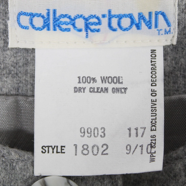 Vtg College Town Blazer Women's Size 9/10 Gray Wool Button Closure Long Sleeve