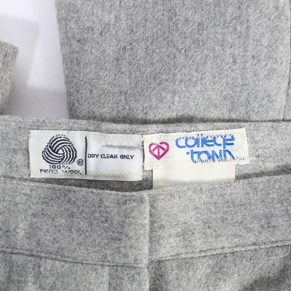 Vintage College Town Women's Slacks Gray Wool Size 11/12 with Pockets