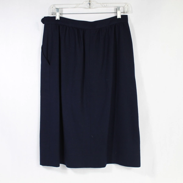 Unbranded Lined Skirt Women's Size 12 Navy Blue Pockets Zip Closure Professional