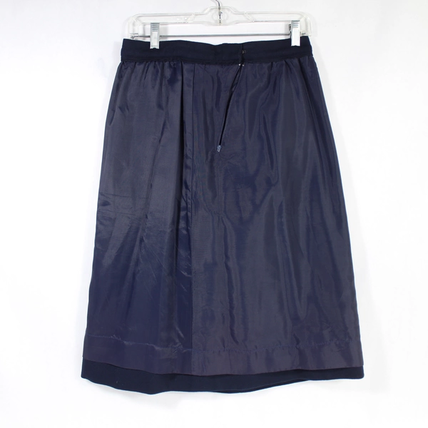 Unbranded Lined Skirt Women's Size 12 Navy Blue Pockets Zip Closure Professional