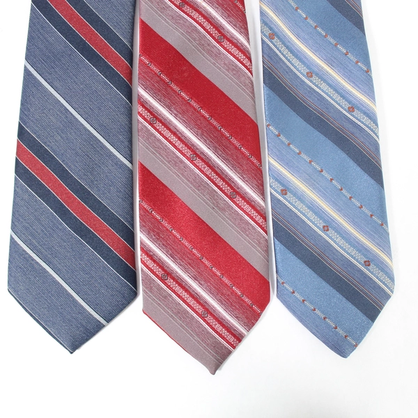 Lot of 3 St Albans Men's Neck Ties Red Navy Gray Stripes Professional Work