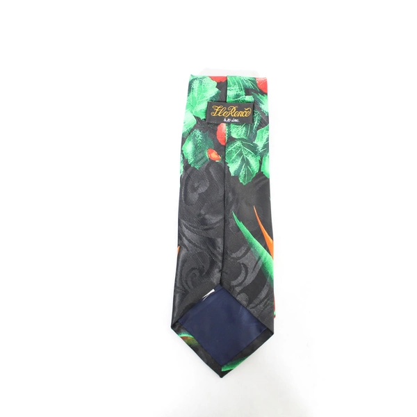 FlorRence & K Men's Aloha Tie Black Red Green Floral Hawaii Blossoms 56"
