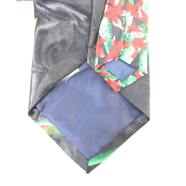 FlorRence & K Men's Aloha Tie Black Red Green Floral Hawaii Blossoms 56"