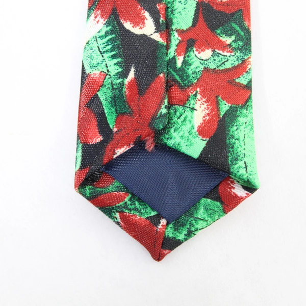 FlorRence & K Men's Aloha Tie Black Red Green Floral Hawaii Blossoms 56"