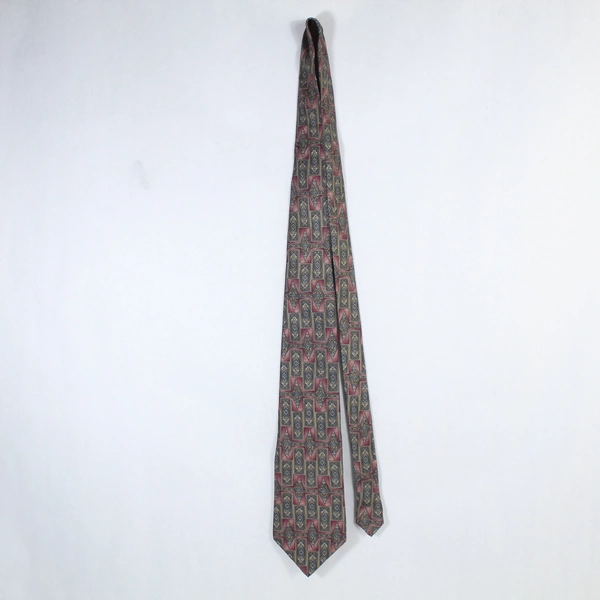Halston Men's Silk Tie Mauve Blue Geometric Pattern - Pre-Owned Work Wear