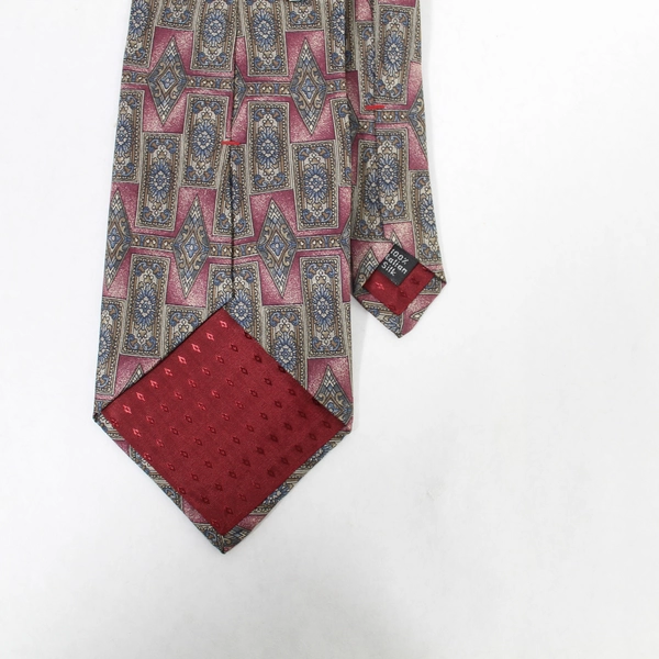 Halston Men's Silk Tie Mauve Blue Geometric Pattern - Pre-Owned Work Wear