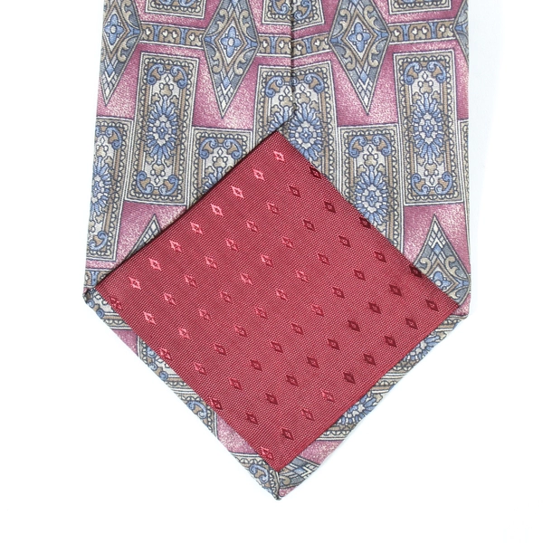 Halston Men's Silk Tie Mauve Blue Geometric Pattern - Pre-Owned Work Wear