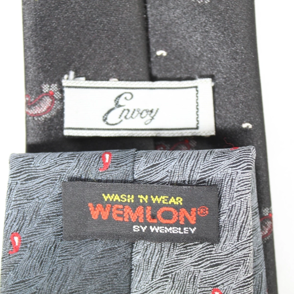 Lot of 2 Men's Ties Wemlon & Envoy Black Gray Red Paisley Very Good Condition