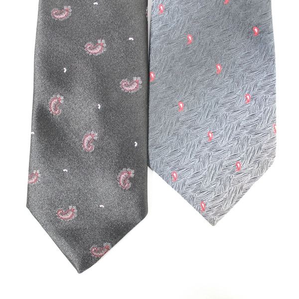 Lot of 2 Men's Ties Wemlon & Envoy Black Gray Red Paisley Very Good Condition