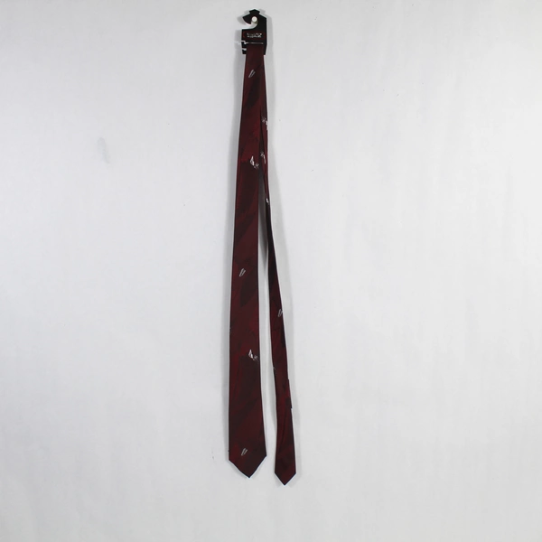 Surrey Sophisticates Men's Thin Neck Tie Burgundy White Geometric Professional