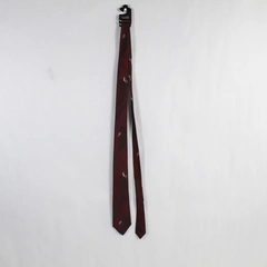 Surrey Sophisticates Men's Thin Neck Tie Burgundy White Geometric Professional