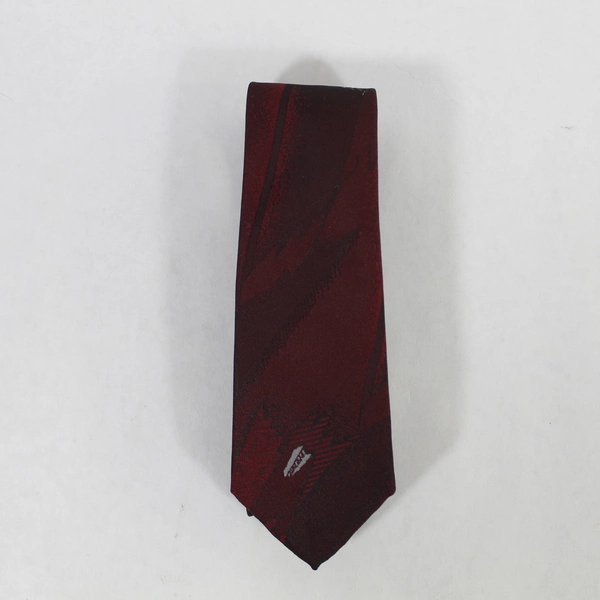 Surrey Sophisticates Men's Thin Neck Tie Burgundy White Geometric Professional