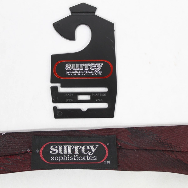 Surrey Sophisticates Men's Thin Neck Tie Burgundy White Geometric Professional