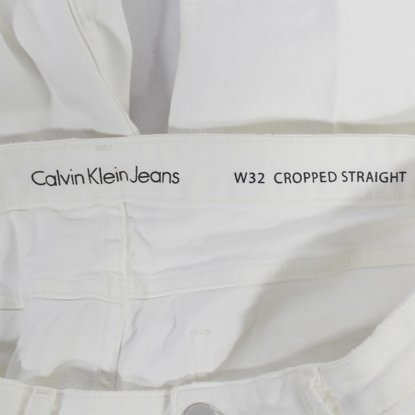Calvin Klein Cropped Straight Jeans Women's W32 White NWT, Pre-owned with Stains