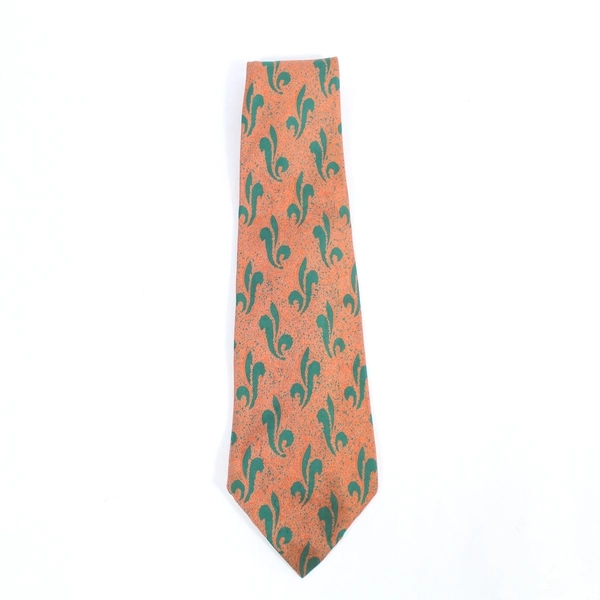 Vintage Jarnac Meier & Frank Men's Silk Tie Orange Green 50" 3.75" Wide