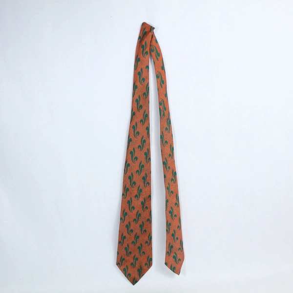 Vintage Jarnac Meier & Frank Men's Silk Tie Orange Green 50" 3.75" Wide