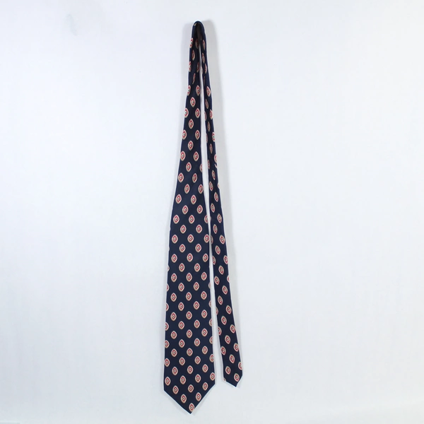 Stafford Men's Navy Blue Silk Tie with Red White Geometric Pattern 56"