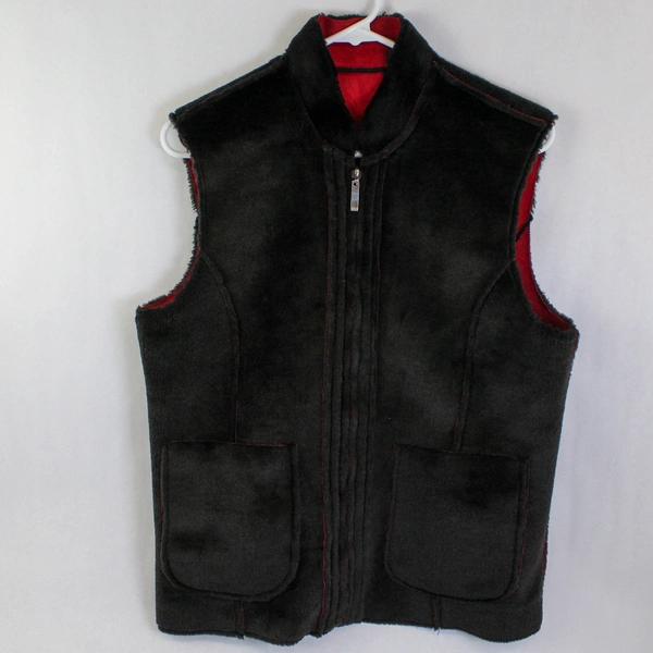 Montanaco Women's Red Black Arrow Feather Sleeveless Full Zip Vest M