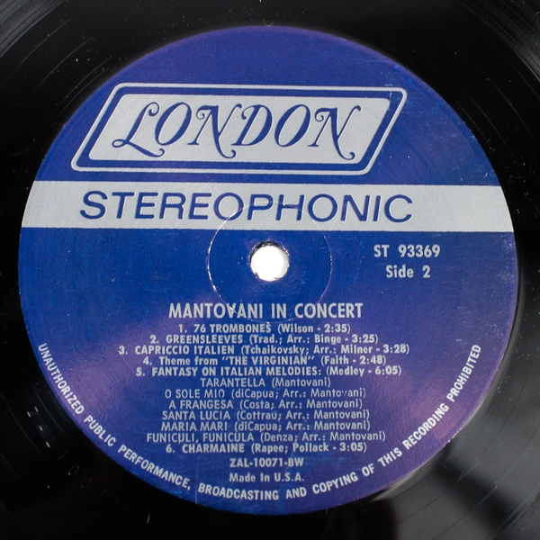 Mantovani in Concert Vinyl Record - Pre-Owned, Not Tested, Sold As-Is