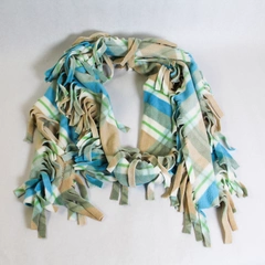 Old Navy Scarf Wrap Shawl Blue Green Brown Fringe 70.5" Cozy Accessory
