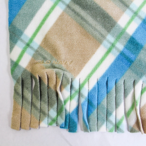 Old Navy Scarf Wrap Shawl Blue Green Brown Fringe 70.5" Cozy Accessory