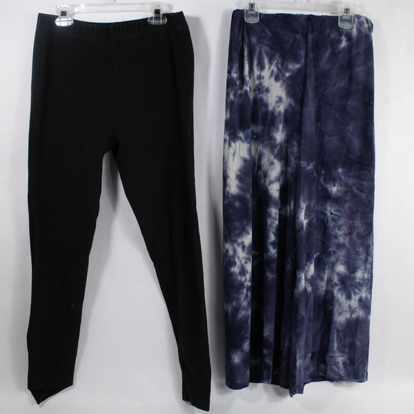 Lot of 2 Women's Casual Pants Leggings Size S Black & Tie-Dye Pre-Owned