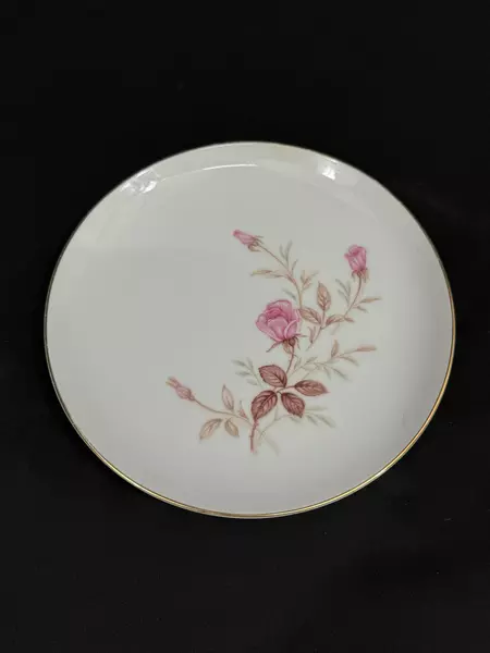 Set of 4 Sone China Cashmir Rose 2197 Bread Plates White Gold Trim Pink Roses