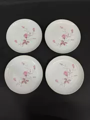Set of 4 Sone China Cashmir Rose 2197 Salad Plates White Gold Trim Pink Roses